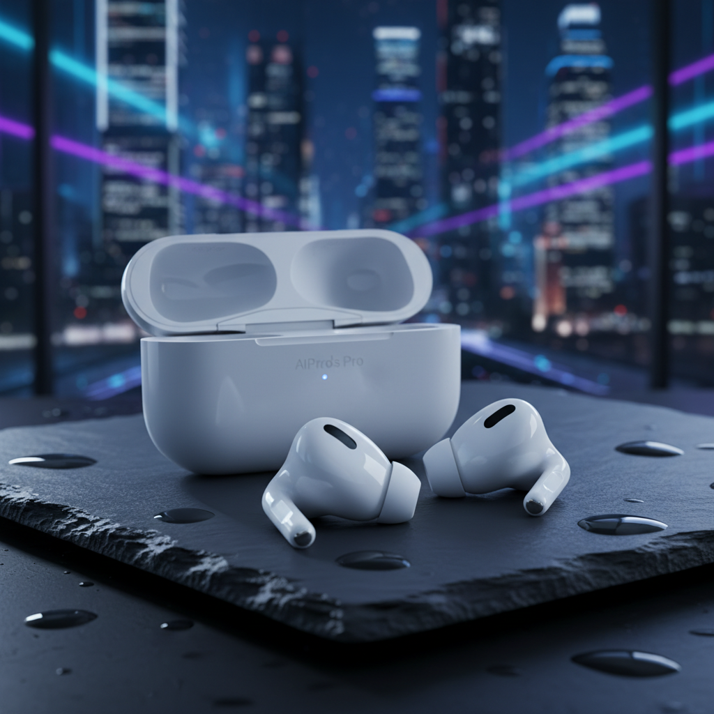 Apple AirPods Pro on a dark premium background