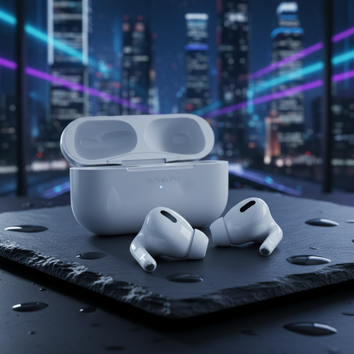 Apple AirPods Pro on a dark premium background